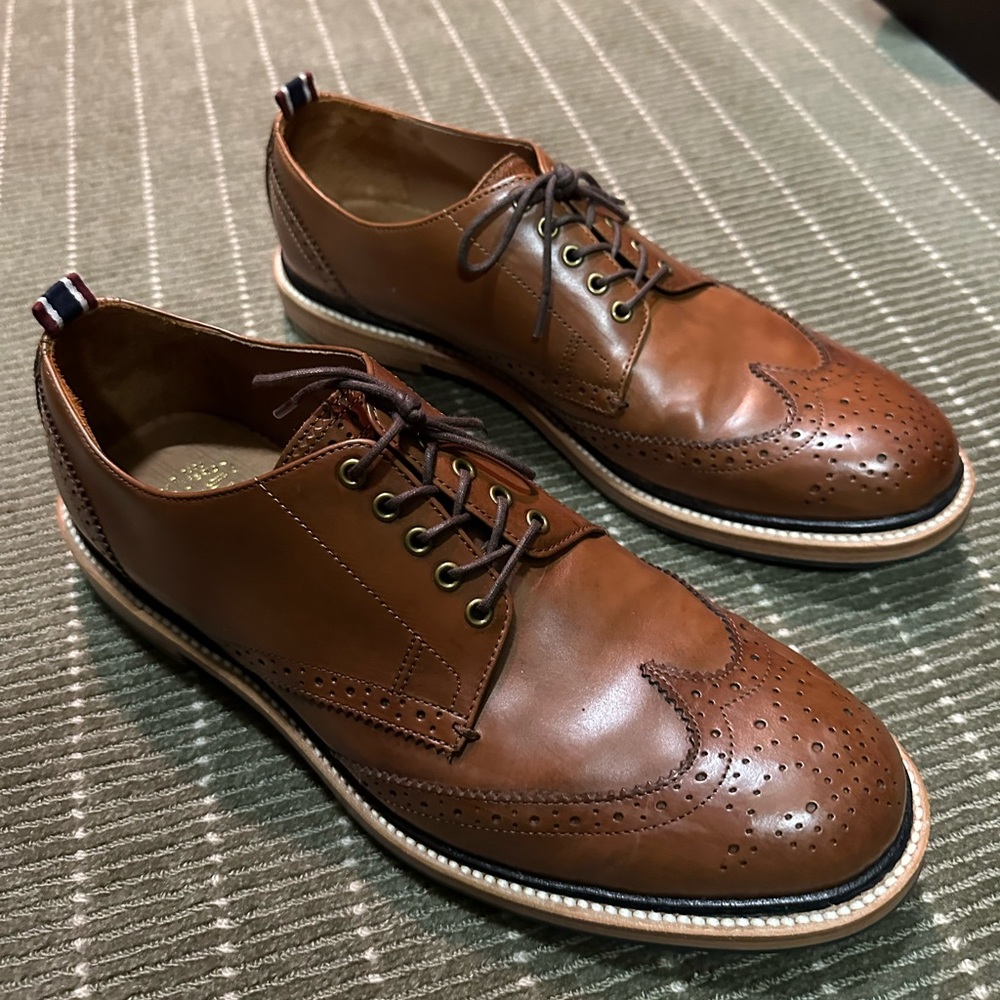 Brown J crew cap toe shoes